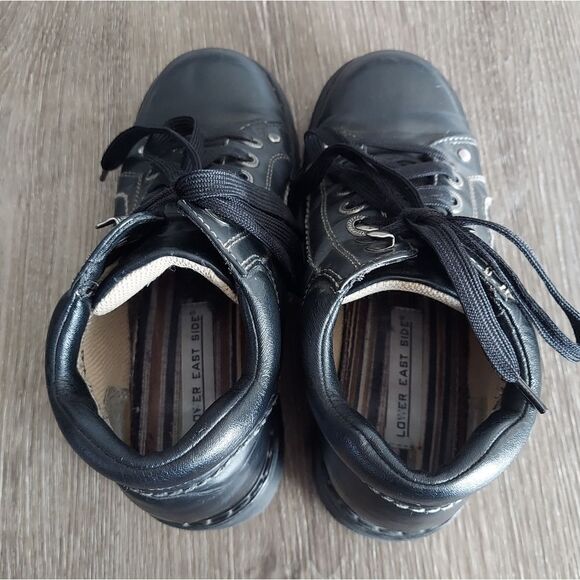 Vintage 90s Lower East Side Black Chunky Heel Platform Ankle Boots Size 6.5 - Picture 2 of 11
